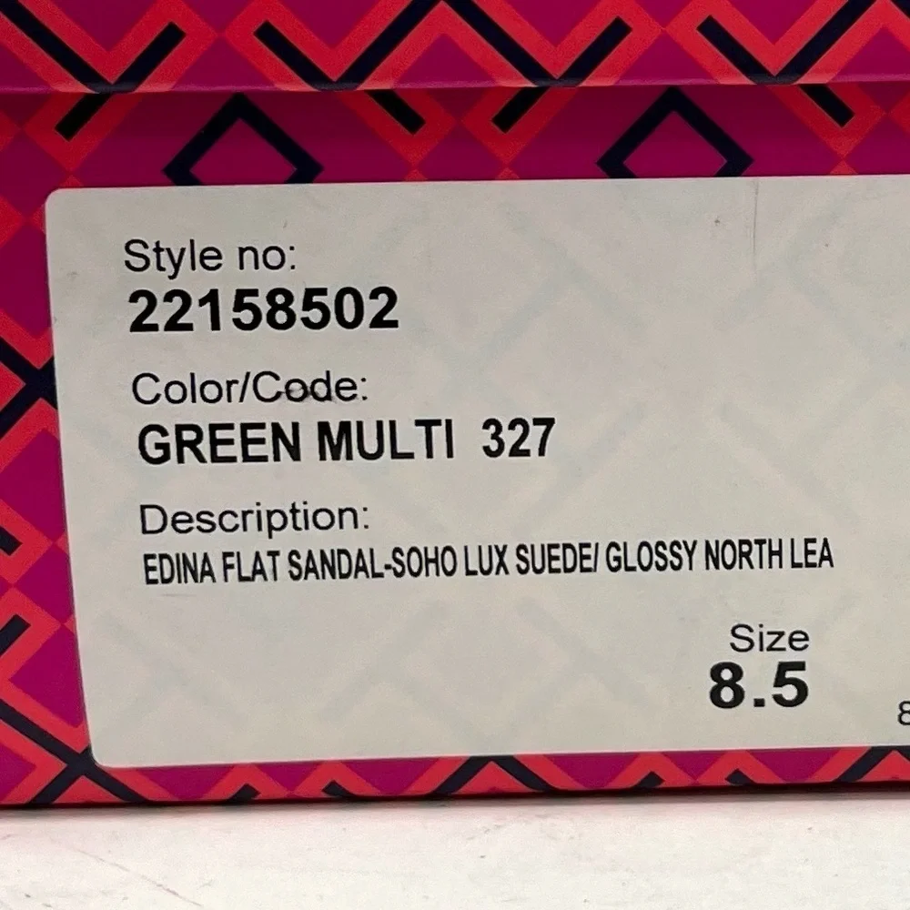 Tory Burch Edina Green Leather Colorblock Slingback Soho Lux Sandals Women’s 8.5 - Picture 16 of 16